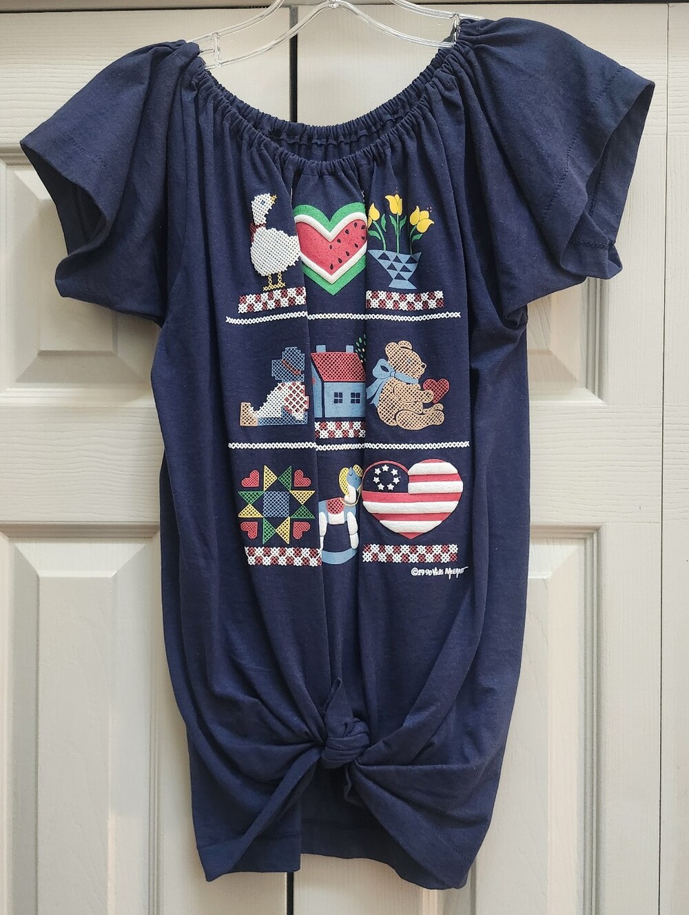 Vintage redone I Love Country tie front TShirt Womens S Vicki Melhart Farm 1990s